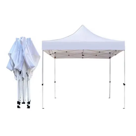 Sewa tenda lipat putih dengan dinding samping untuk acara outdoor di Jakarta